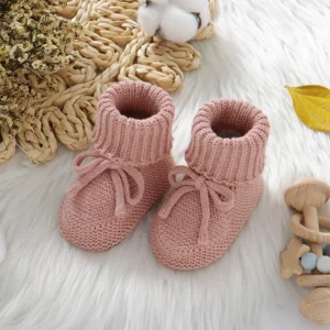 Knitted Baby Boots - Solid Color Soft Bottom Infant Unisex Footwear, First Walkers for Boys and Girls (0-18 Months)